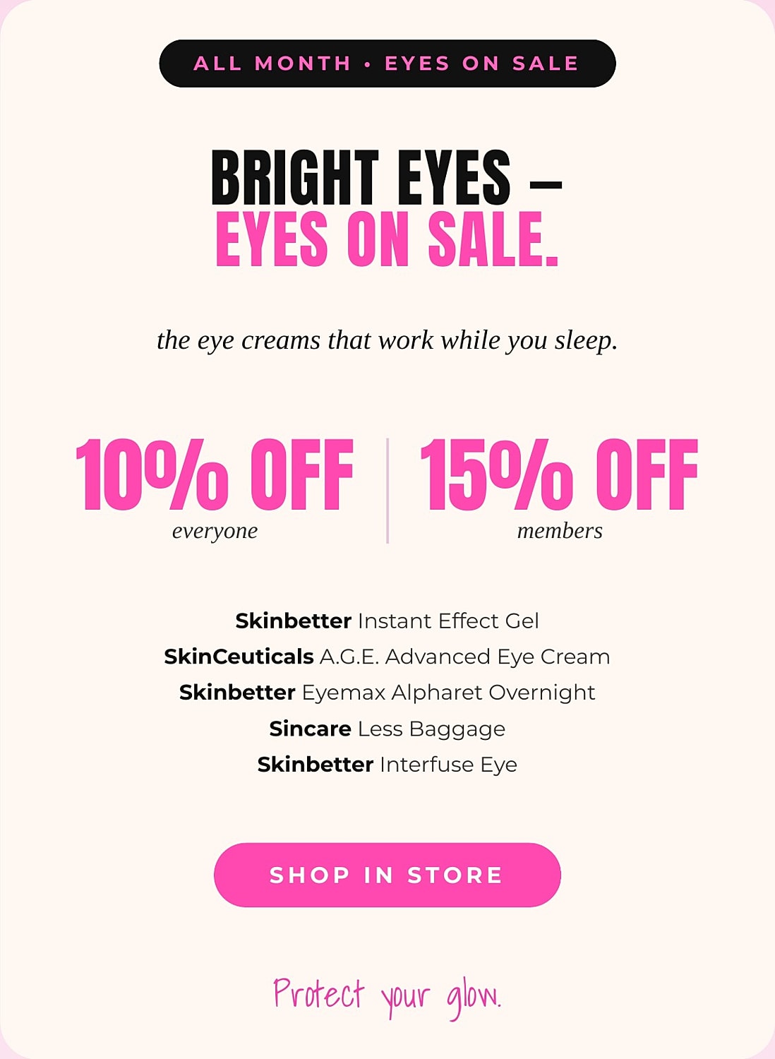 Eye cream sale with discounts for members.