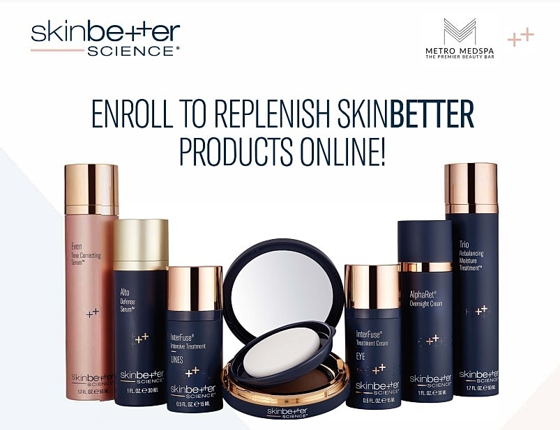SkinBetter Science product lineup for online replenishment.
