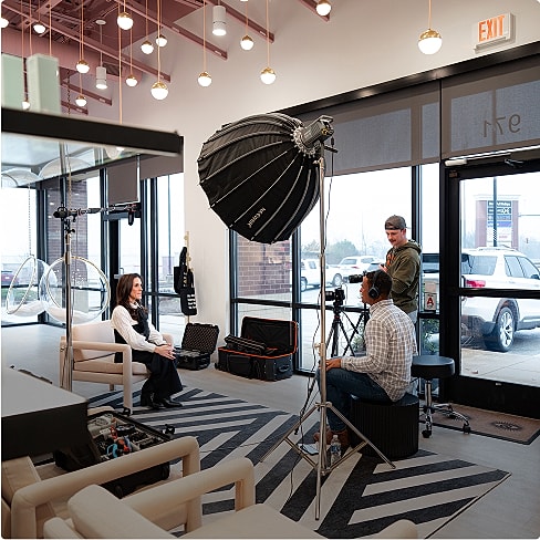 Woman receiving facial treatment in a clinic.